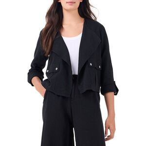 Nic+Zoe Womens Rumba Linen-Blend Moto Jacket